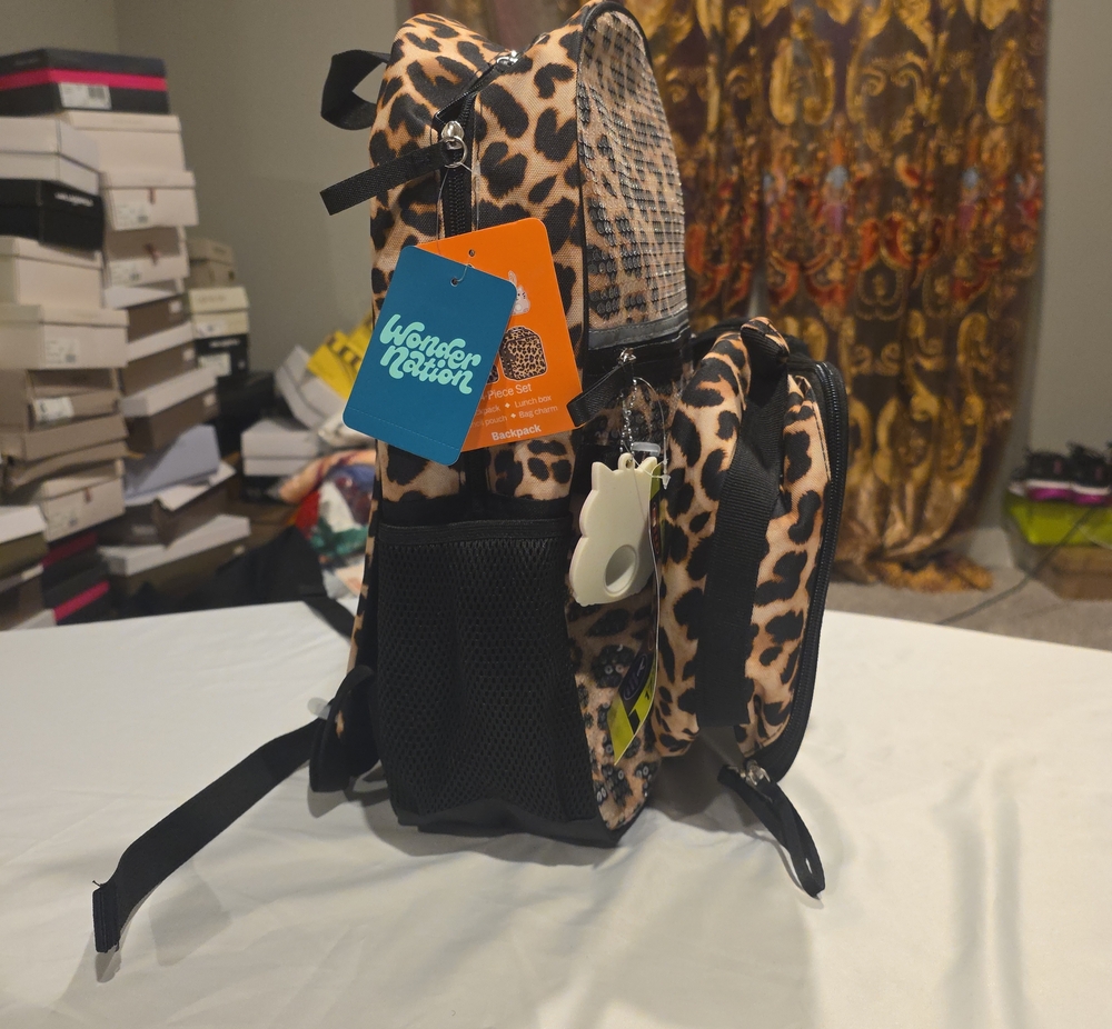 wonder nation Leopard Print Mini Backpack - Black & Brown